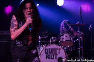 Frontman Jizzy Pearl and drummer Frankie Banali of Quiet Riot live at Kanza Hall in Overland Park, Kansas on December 10, 2016, Kansas City concert photography.