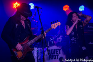 Chuck Wright, Frankie Banali and Jizzy Pearl of Quiet Riot live at Kanza Hall in Overland Park, Kansas on December 10, 2016, Kansas City concert photography.