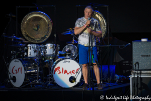 Original Asia drummer Carl Palmer addressing the crowd live at Starlight Theatre in Kansas City, MO on July 22, 2017.