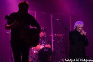 Russell Hitchcock and Graham Russell with drummer Aviv Cohen of Air Supply live in concert at Star Pavilion inside Ameristar Casino Hotel in Kansas City, MO on July 29, 2017.