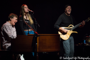 Steve Winwood performing live with daughter Lilly Winwood and guitarist José Neto at Uptown Theater in Kansas City, MO on March 2, 2018.