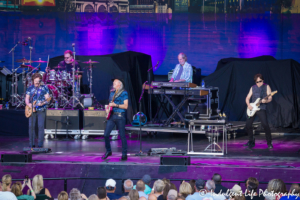 Lead singer Tom Johnston and guitar players Patrick Simmons and John McFee with drummer Ed Toth and keyboardist Bill Payne of The Doobie Brothers live in concert at Starlight Theatre in Kansas City, MO on June 18, 2018.