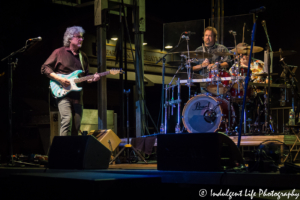 Restless Heart lead singer Larry Stewart with drummer John Dittrich and guitarist Greg Jennings performing live at Festival on the Trails in Gardner, KS on June 9, 2018.