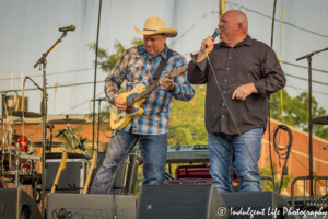 Ricochet frontman Heath Wright with drummer Chris Hempfling on lead vocals at Festival on the Trails in Gardner, KS on June 9, 2018.