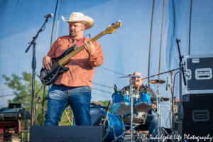 Bass player Shane Mullins and drummer Chris Hempfling of Ricochet at Festival on the Trails in Gardner, KS on June 9, 2018.