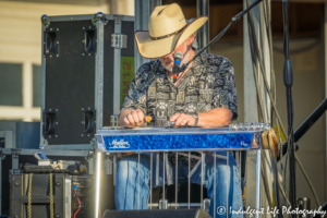 Ricochet steel guitarist Larry Hight performing live at Festival on the Trails in Gardner, KS on June 9, 2018.