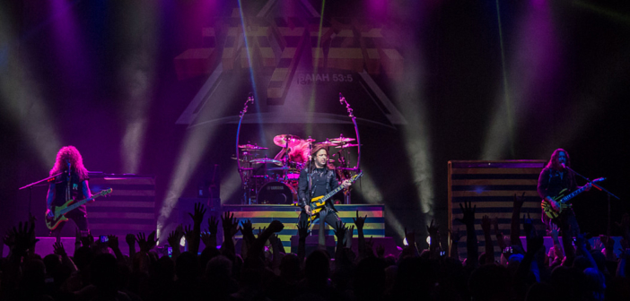 Christian metal band Stryper performed live at Star Pavilion inside of Ameristar Casino Hotel Kansas City on May 25, 2018.