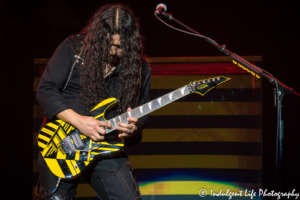 Guitarist Oz Fox Christian metal band Stryper live in concert at Star Pavilion inside of Ameristar Casino Hotel Kansas City on May 25, 2018.