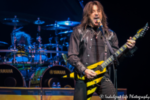 Lead vocalist and guitarist Michael Sweet with brother and drummer Robert Sweet of Christian metal band Stryper live at Ameristar Casino Hotel Kansas City on May 25, 2018.