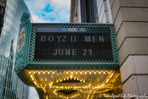 Arvest Bank Theatre at The Midland marquee featuring Boyz II Men on June 21, 2018.