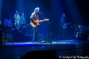 Jackson Browne live in concert at Music Hall in Kansas City, MO with guitar player Shane Fontayne, steel guitarist Greg Leisz and vocalists Alethea Mills and Chavonne Stewart on June 24, 2018.