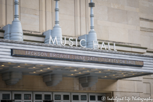 Music Hall marquee in downtown Kansas City, MO featuring Jackson Browne performing live on June 24, 2018.