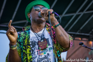 Reggae frontman Ras Neville peforming at Live on Mass in Lawrence, KS on June 29, 2018.