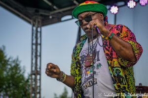 Reggae music artist Ras Neville live in concert at the Live on Mass event in Lawrence, KS on June 29, 2018.