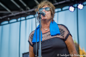 Vocalist Martha Wenzel of Ras Neville & The Kingstonians performing Live on Mass in downtown Lawrence, KS on June 29, 2018