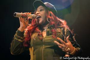 Sisters With Voices member Leanne "Lelee" Lyons performing live at Sprint Center in downtown Kansas City, MO on July 5, 2018.