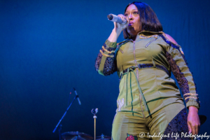 Sisters With Voices member Tamara "Taj" Johnson performing live at Sprint Center in downtown Kansas City, MO on July 5, 2018.