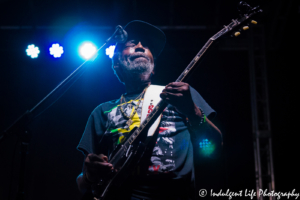 Guitarist Donald Kingsey of The Wailers in concert at Live on Mass in downtown Lawrence, KS on June 29, 2018.