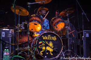 The Wailers drummer Aston Barrett Jr. performing at Live on Mass in downtown Lawrence, KS on June 29, 2018.