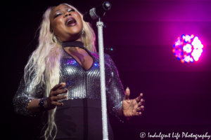 LaTocha Scott of Xscape performing live in concert at Sprint Center in Kansas City, MO on July 5, 2018.