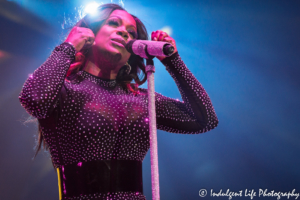 Kandi Burruss of Xscape performing live at Sprint Center in Kansas City, MO on July 5, 2018.