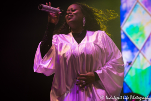 Tamika Scott of Xscape performing live in concert at Sprint Center in downtown Kansas City, MO on July 5, 2018.