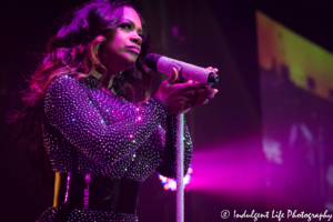 Xscape member Kandi Burruss live in concert at Sprint Center in downtown Kansas City, MO on July 5, 2018.