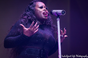 Tamika Scott of Xscape performing at Sprint Center in downtown Kansas City, MO on July 5, 2018.