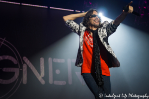 Foreigner frontman Kelly Hansen performing live at Starlight Theatre in Kansas City, MO on July 17, 2018.