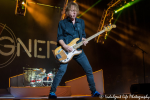 Foreigner bass guitarist Jeff Pilson and drummer Chris Frazier live in concert at Starlight Theatre in Kansas City, MO on July 17, 2018.