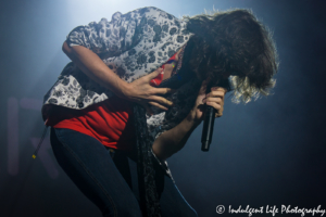 Foreigner lead vocalist Kelly Hansen performing live in concert at Starlight Theatre in Kansas City, MO on July 17, 2018.