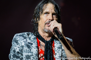 Lead vocalist Kelly Hansen of Foreigner performing live in concert at Starlight Theatre in Kansas City, MO on July 17, 2018.