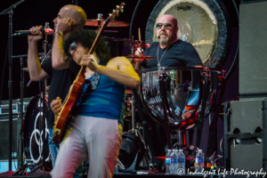 Jason Bonham in concert with Led Zeppelin Experience frontman James Dylan and guitarist Jimmy Sakurai at Starlight Theatre in Kansas City, MO on July 17, 2018.