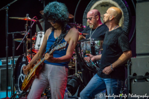 Jason Bonham performing live with Led Zeppelin Experience guitarist Jimmy Sakurai and lead singer James Dylan at Starlight Theatre in Kansas City, MO on July 17, 2018.