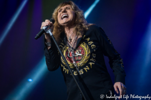 Whitesnake lead singer David Coverdale live in concert at Starlight Theatre in Kansas City, MO on July 17, 2018.