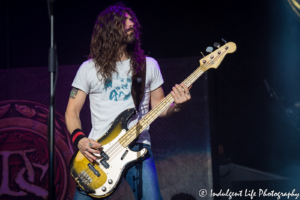 Whitesnake bass guitarist Michael Devin live in concert at Starlight Theatre in Kansas City, MO on July 17, 2018.