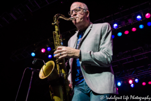 Tenor saxophonist Fred Vigdor of Average White Band performing a solo at Star Pavilion inside of Ameristar Casino Hotel Kansas City on August 25, 2018.