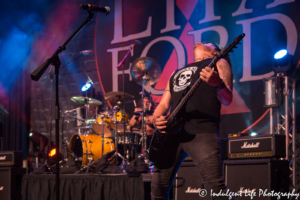 Guitar player Patrick Kennison and drummer Bobby Rock of Lita Ford's band performing at VooDoo Lounge inside of Harrah's North Kansas City Hotel & Casino on August 17, 2018.