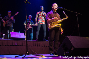 Tower of Power founder Emilio Castillo performing live with vocalist Marcus Scott, guitarist Jerry Cortez and bass guitar player Francis Rocco Prestia at Ameristar Casino in Kansas City, MO on August 25, 2018.