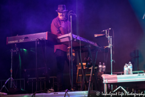 Keyboard player Marlon Hargis of Exile live in concert at Johnson County Old Settlers in Olathe, KS on September 8, 2018.