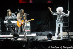 Cyndi Lauper live in concert with guitarist Kat Dyson at Sprint Center in Kansas City, MO on October 16, 2018.