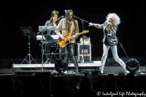 Cyndi Lauper performing live with guitarist Kat Dyson at Sprint Center in downtown Kansas City, MO on October 16, 2018.