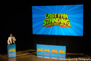 Legend of the silver screen Bruce Campbell hosting the Last Fan Standing trivia show at Liberty Hall in Lawrence, KS on November 15, 2018.