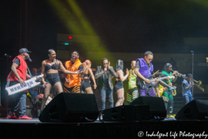 Action-packed stage for the live Charlie Wilson performance at Municipal Auditorium in downtown KCMO on Valentine's Day 2019.