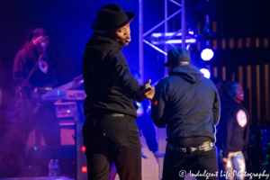 Ronnie DeVoe and Mike Bivins of RBRM in concert together at Starlight Theatre in Kansas City, MO on May 9, 2019.