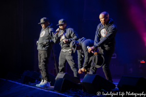 Bobby Brown, Ricky Bell, Mike Bivins and Ronnie DeVoe of RBRM in concert together at Kansas City's Starlight Theatre on May 9, 2019.