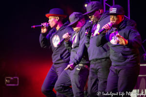 New Edition members Ronnie DeVoe, Ricky Bell, Bobby Brown and Mike Bivins performing together as RBRM at Starlight Theatre in Kansas City, MO on May 9, 2019.