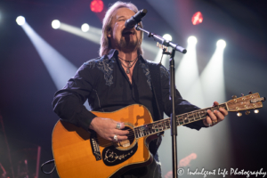 Legend of country music Travis Tritt performing "I'm Gonna Be Somebody" during his "Outlaws & Renegades" tour stop at SEC Arena in Independence, MO on May 25, 2019.