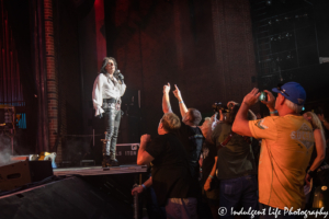 Hard rock superstar Alice Cooper performing for an enamored crowd during his summer tour stop at Starlight Theatre in Kansas City, MO on July 26, 2019.