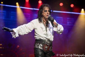 Horror-lined heavy metal artist Alice Cooper in a live performance at Kansas City's Starlight Theatre during his summer tour stop on July 26, 2019.